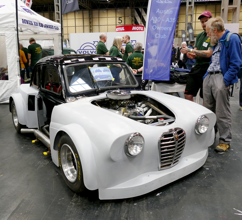 Andrew Willis's Austin A30 customised race car with Rover V8 engine.